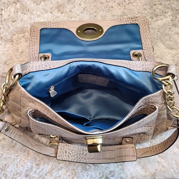 COACH Sydney Embossed Exotic Croc Flap Satchel Limited Edition Pearl RARE 14615 - Picture 7 of 16